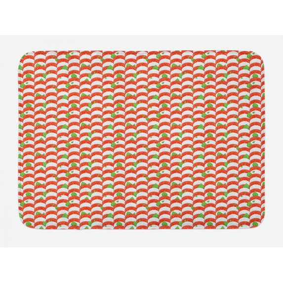 Italy Bath Mat, Realistic Ingredients for Pizza Mozzarella Cheeses Tomatoes and Basil Leaves, Plush Bathroom Decor Mat with Non Slip Backing, 29.5" X 17.5", Multicolor, by Ambesonne