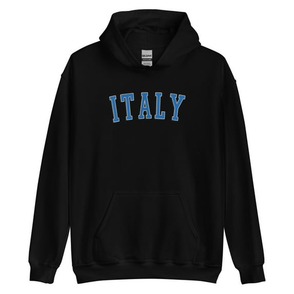 Italy Blue Embroidered Hoodie (Black, 4XL)