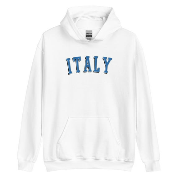 Italy Blue Embroidered Hoodie (White, L)