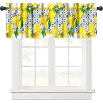 Italy Blue Tiles Window Valance, Italian Lemons Summer Fruit Window Curtain Valance for Farmhouse Living Room Kitchen Dinning Room Home Decor 54x18inch