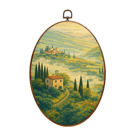 Italy Canvas Wall Art Tuscany Italy Vintage Orvieto Oval Framed Canvas Prints Vintage Wall Hanging Decor for Home Italy Lover Decorations Gift for Mom Nana 8.6"x11.4"