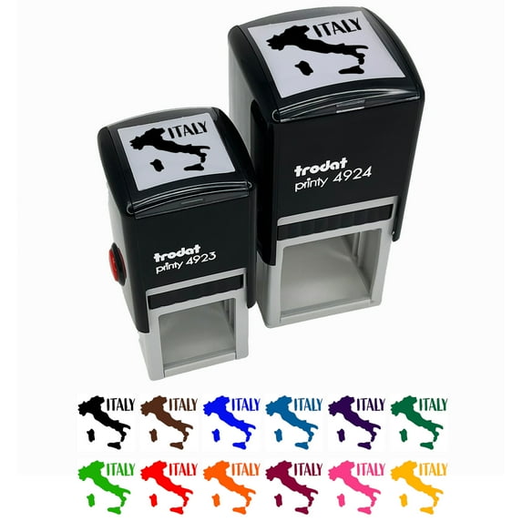 Italy Country Solid with Text Self-Inking Rubber Stamp Ink Stamper - Pink Ink - Small 1 Inch