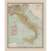 Historic Map - Italy - Cram 1888 - 23 x 28.30 - Vintage Wall Art