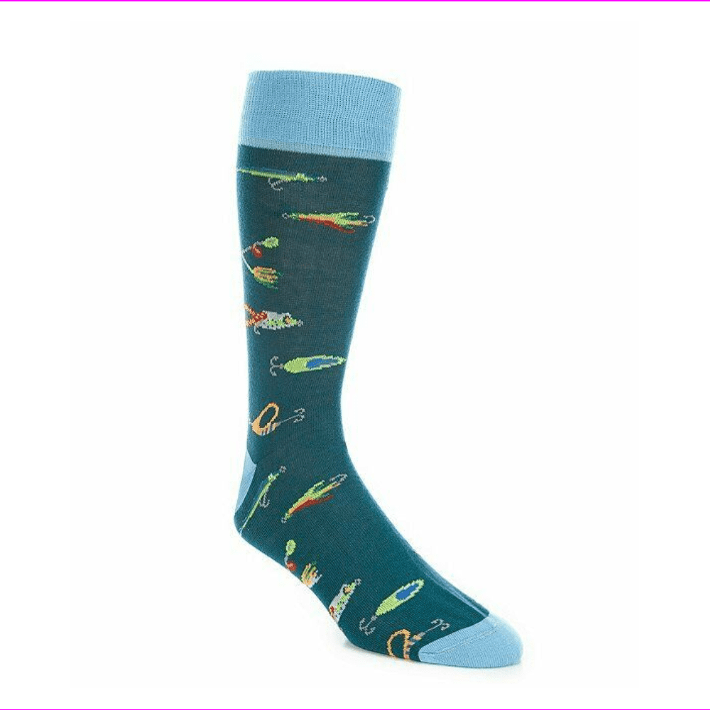 Italy Cremieux Mens fishing lures Dress Socks Cotton Blend Green SIZE:6-12.5