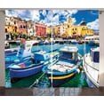thumbnail image 1 of Ambesonne Italy Curtains 2 Panel Set, Colorful Procida Island, 108" x 96", Multicolor, 1 of 3