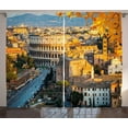 thumbnail image 1 of Ambesonne Italy Curtains 2 Panel Set, Colosseum View in Rome, 108" x 96", Marigold Ivory Pale Blue, 1 of 3