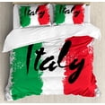 thumbnail image 1 of Italy Duvet Cover Set Queen Size, Hand Written Word on Italian Flag Colorful Arrangement Grunge Background Print, Decorative 3 Piece Bedding Set with 2 Pillow Shams, Multicolor, by Ambesonne, 1 of 3