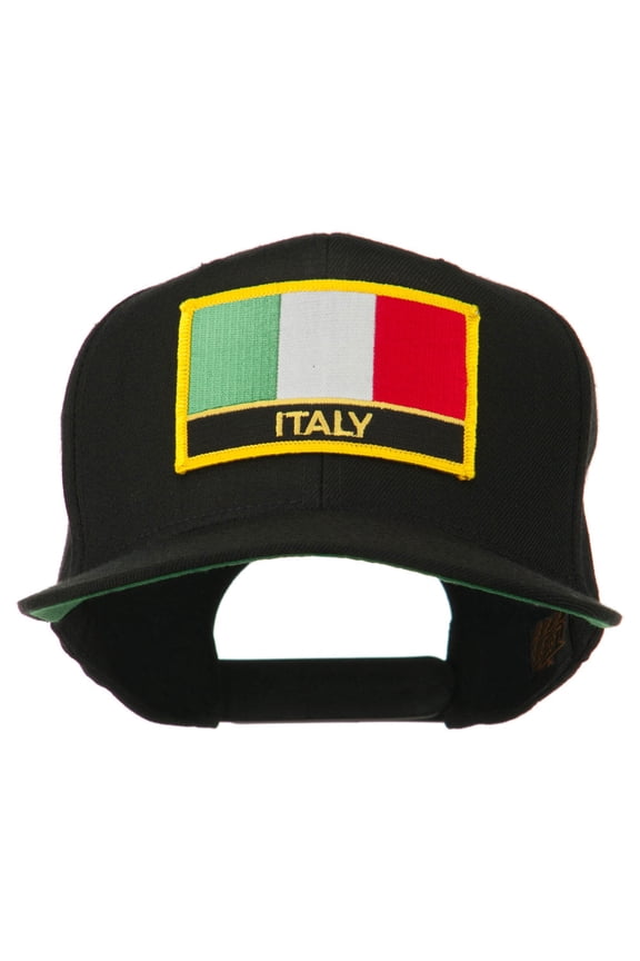 Italy Europe Flag Patched Flat Bill Cap - Black OSFM