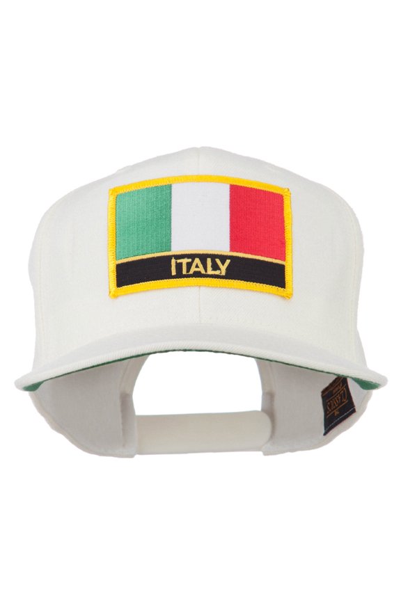 Italy Europe Flag Patched Flat Bill Cap - Natural OSFM