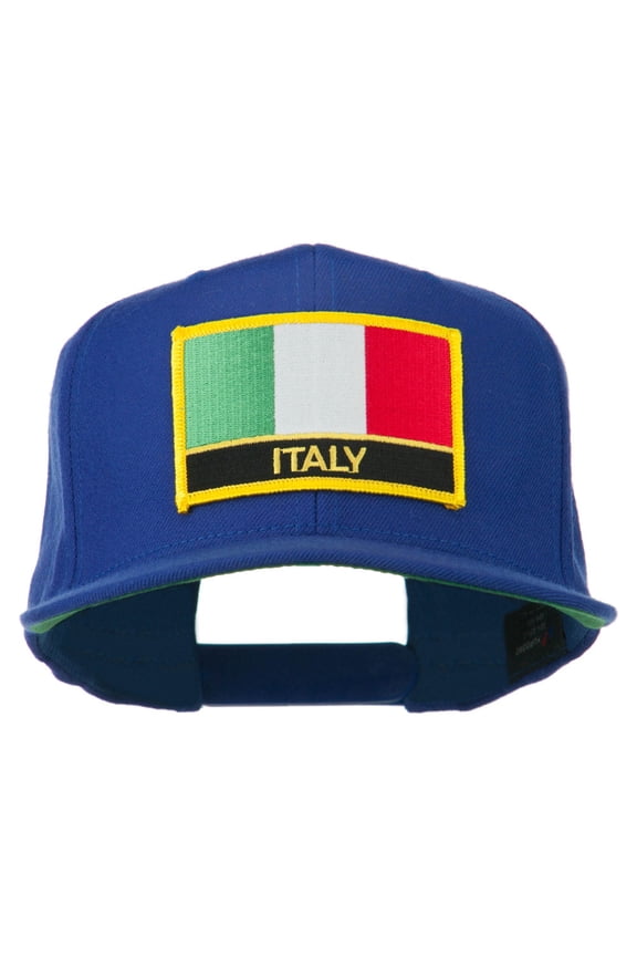 Italy Europe Flag Patched Flat Bill Cap - Royal OSFM