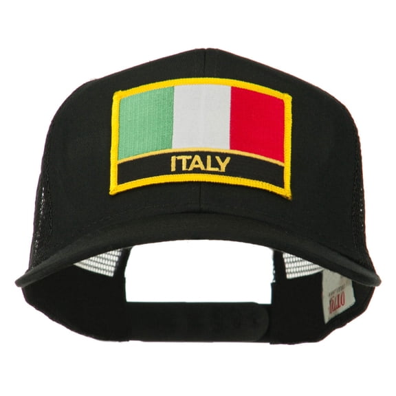 Italy Europe Flag Patched Mesh Back Cap - Black OSFM