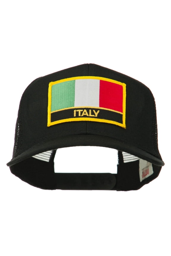 Italy Europe Flag Patched Mesh Back Cap - Black OSFM