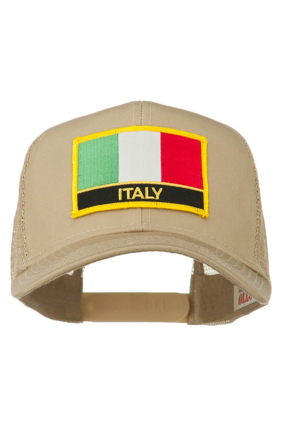 Italy Europe Flag Patched Mesh Back Cap - Khaki OSFM