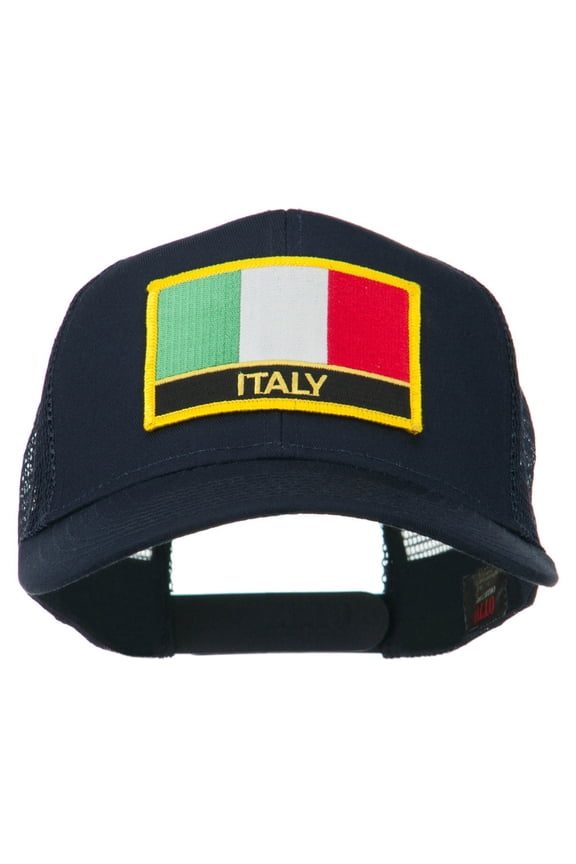 Italy Europe Flag Patched Mesh Back Cap - Navy OSFM
