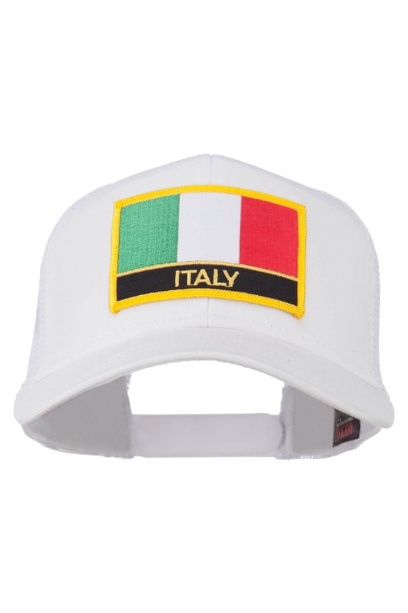 Italy Europe Flag Patched Mesh Back Cap - White OSFM
