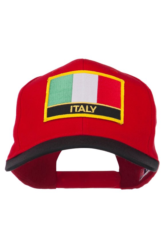 Italy Europe Flag Patched Two Tone High Cap - Black Red OSFM