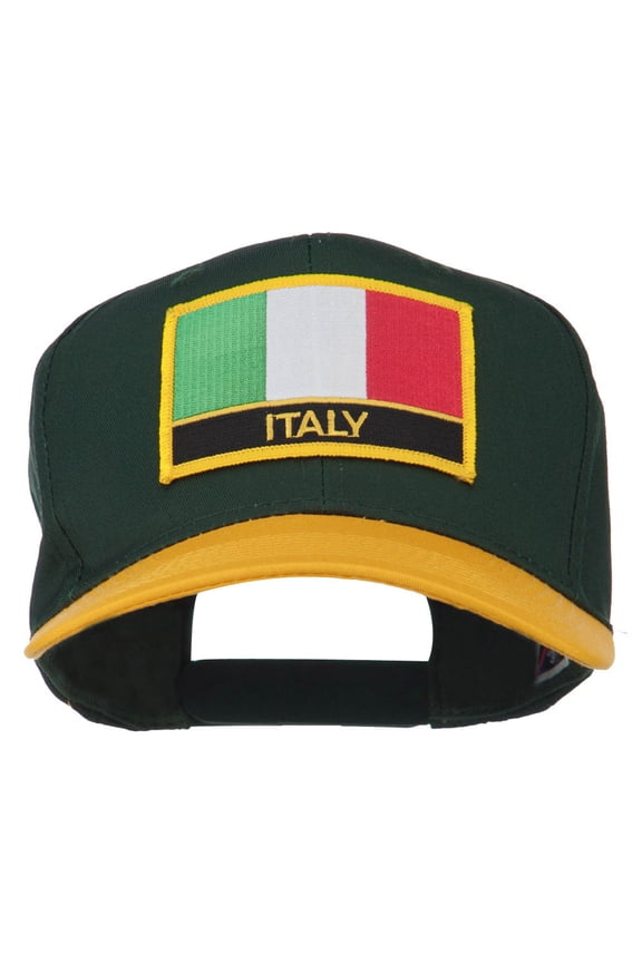 Italy Europe Flag Patched Two Tone High Cap - Gold Green OSFM