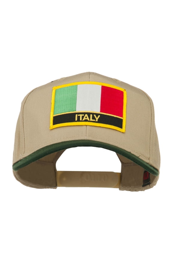 Italy Europe Flag Patched Two Tone High Cap - Green Khaki OSFM