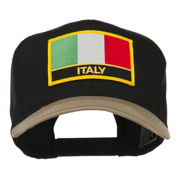 Italy Europe Flag Patched Two Tone High Cap - Khaki Black OSFM
