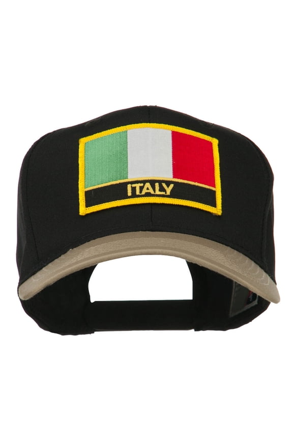 Italy Europe Flag Patched Two Tone High Cap - Khaki Black OSFM