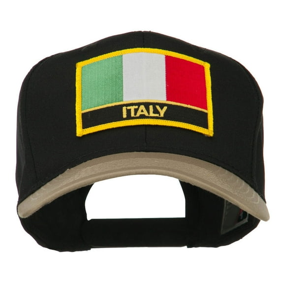 Italy Europe Flag Patched Two Tone High Cap - Khaki Black OSFM