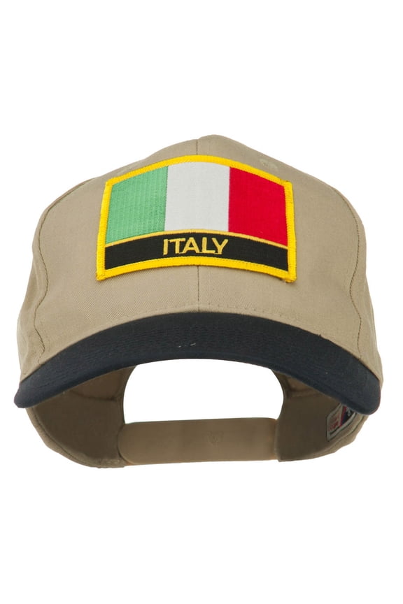 Italy Europe Flag Patched Two Tone High Cap - Navy Khaki OSFM