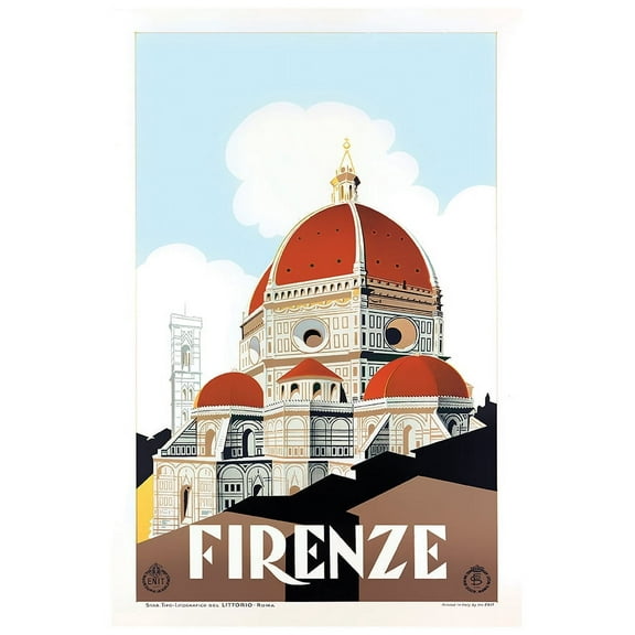 Italy - Firenze - Vintage Travel Poster (12x18Inches(BlackWood-Framed))