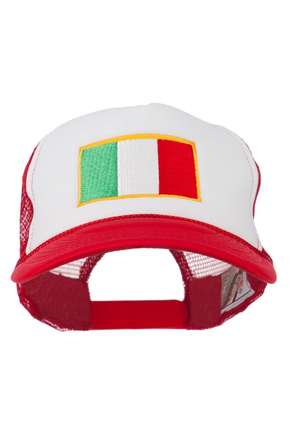 Italy Flag Embroidered Foam Front Mesh Back Cap - Red White Red OSFM