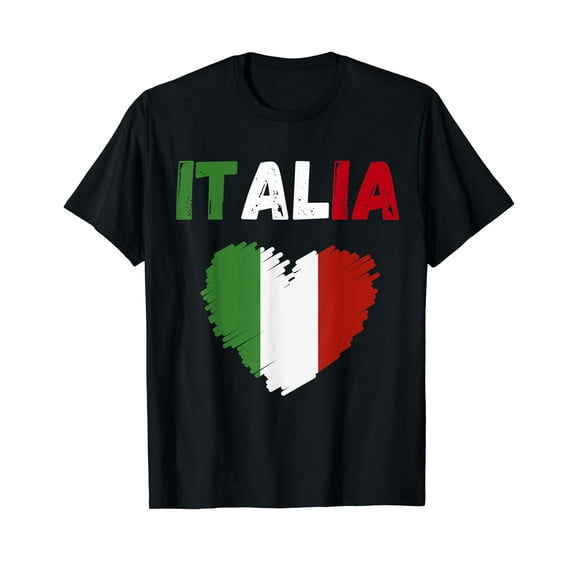 Italy Flag Holiday Italy Heart Italian Flag T-Shirt Men Women Casual Vintage T-Shirt