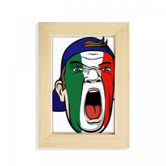 Italy Flag Makeup Head Cap Desktop Display Photo Frame Picture Art Painting 5x7 inch