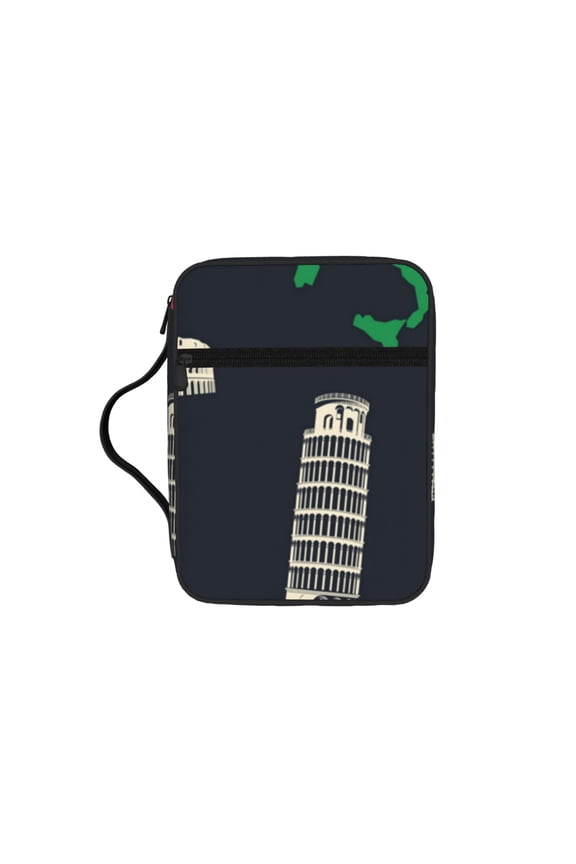 Italy Flag Map Italian Black Retro Bible Storage Bag Case with Padded Handle Zipper Closure Pockets for for Church, Travel