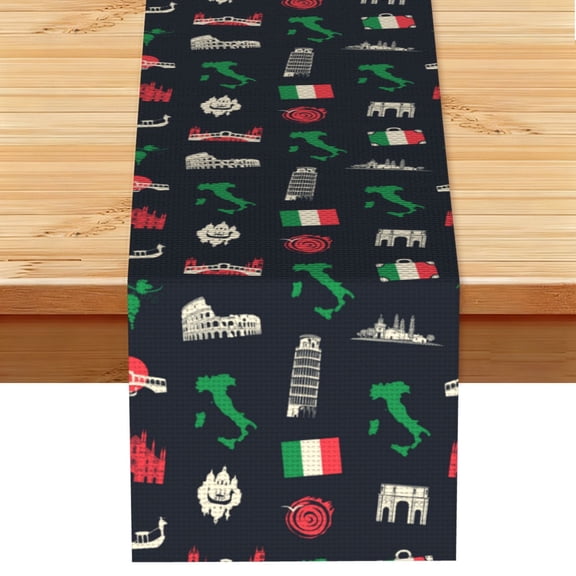 Italy Flag Map Italian Black Retro Table Runner 13x72 Inch for Dining Table Kitchen Wedding Party Decor Fireplace Mantle