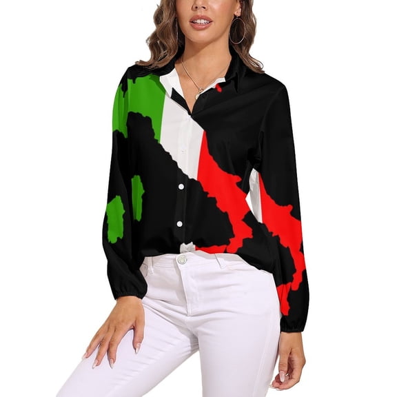 Italy Flag Map Long Sleeve Blouse Woman Streetwear Casual Shirts Summer Oversize Woman Streetwear Clothing Birthday Present