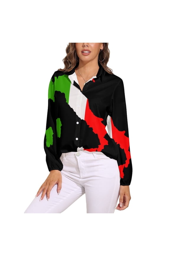 Italy Flag Map Long Sleeve Blouse Woman Streetwear Casual Shirts Summer Oversize Woman Streetwear Clothing Birthday Present