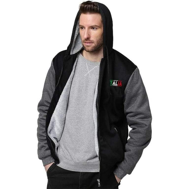 Italy Flag Men s Hoodies Thick Warm Lining Hooded Sweatshirt Zip