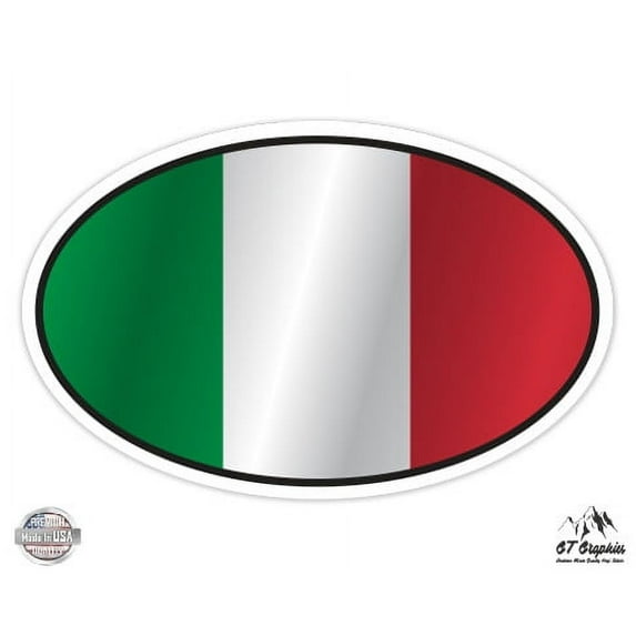 Italy Flag Oval - 7" Vinyl Sticker - For Car Laptop I-Pad - Waterproof Decal