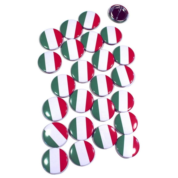 Italy Flag Pinback Buttons - 1.5 Inch Round - 25 Pack