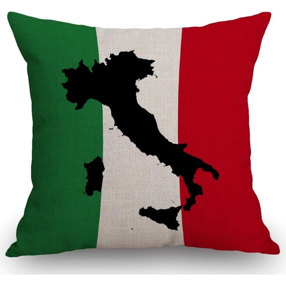 Italy Flag and Map Theme Farmhouse Decorative Throw Pillow Covers for Sofa Couch Home Decoration 18x18 inches