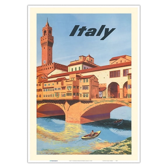 Italy Florence Firenze - Vintage Travel Poster by Frank Lacano c.1950s - Master Art Print 10in x 14in