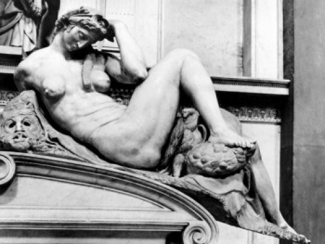 Italy Florence Tomb of the Medici Night by Michelangelo Buonarroti marble sculpture (1475-1564) Canvas Art - Michelangelo Buonarroti (24 x 36)