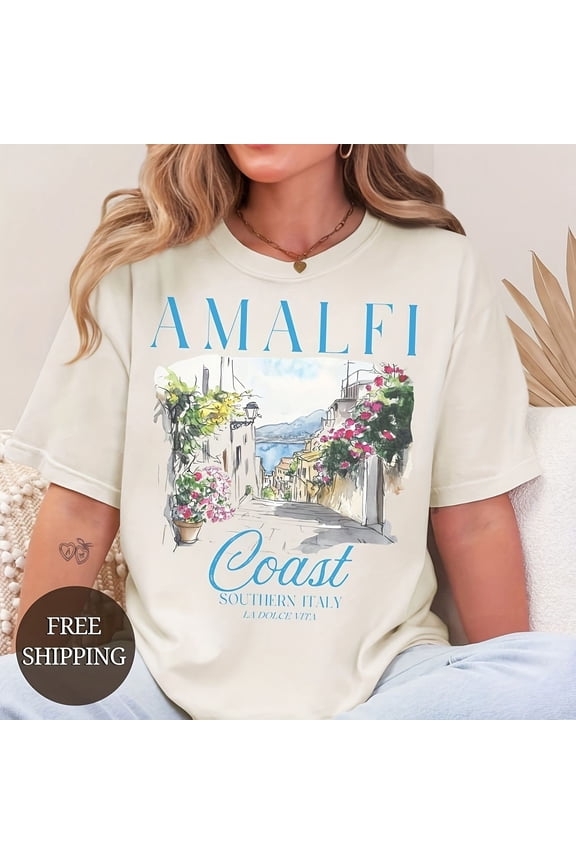 Italy Graphic For Wo Summer Clog Coastal Vation Amai Coast Top uthern Italy Gifute Swea Gart Dyed ft S1HirtPm 7