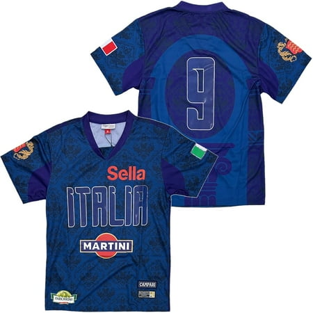Italy International Team Men's Headgear Classics 1990 World Cup Soccer Jersey (Small, Blue)