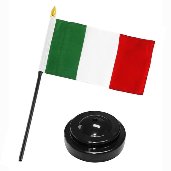Italy Italian Flag 4"x6" Desk Set Table Stick Black Base