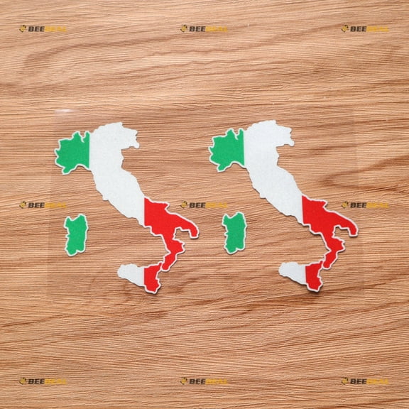 Italy Italian Flag Map Sticker Decal Vinyl Fit For Fiat Ferrari Alfa Romeo - 2 Pack Reflective 4" - For Car Boat Laptop Cup
