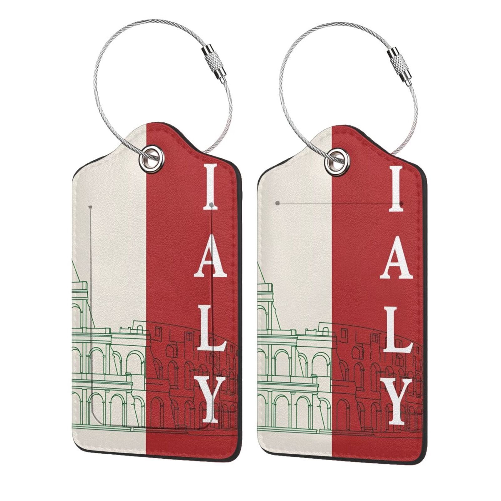 Italy Italian Flag Roman PU Leather Suitcase Tag with Stainless Steel ...