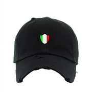 Italy Italian Flag Vintage Baseball Cap Embroidered Cotton Adjustable Distressed Dad Hat Black