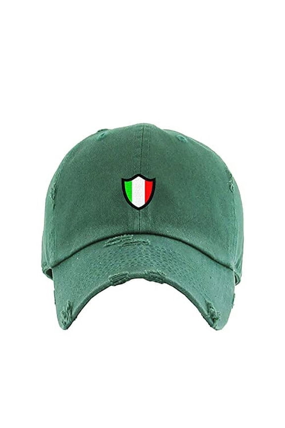 Italy Italian Flag Vintage Baseball Cap Embroidered Cotton Adjustable Distressed Dad Hat Hunter Green