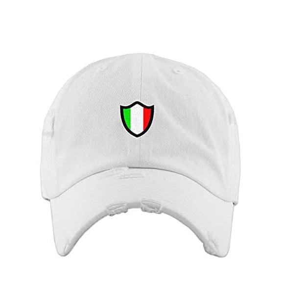 Italy Italian Flag Vintage Baseball Cap Embroidered Cotton Adjustable Distressed Dad Hat White