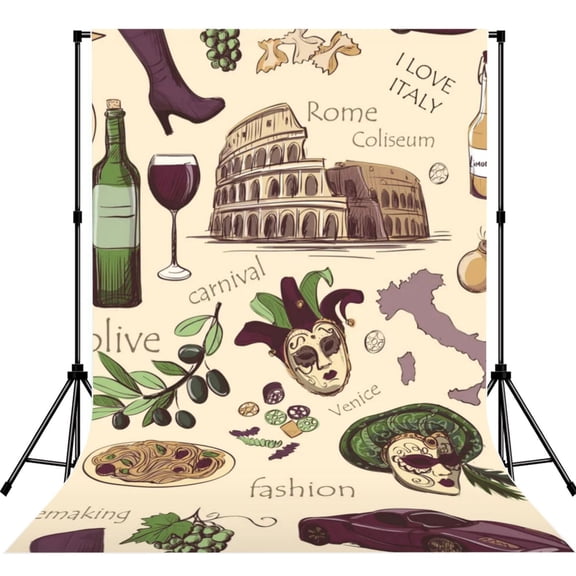 Italy Italian Pattern Vintage Photography Backdrop 5x7Ft Background for Photo Studio Video Recording Birthday Party Wedding Home Decor