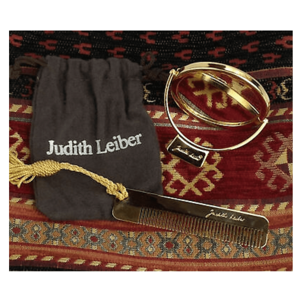 Italy JUDITH LEIBER Golden Large Mirror Comb Set in Original  display picture 3